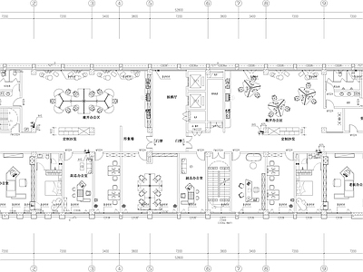 现代整体办公空间 会议室 洽谈室 集中办公室 办公楼 施工图