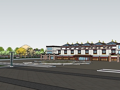 新中式中式广场景观 藏式广场 藏式休闲广场 藏式街区