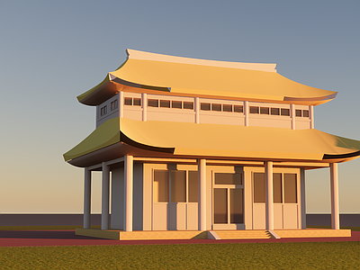 新中式中式古建筑 重檐古建