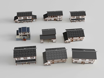 新中式乡村民房 乡村房屋建筑构件 乡村民房 乡村自建房 农村建筑房