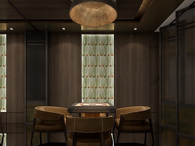 新中式现代棋牌室 新中式麻将馆 新中式棋牌室 麻将桌