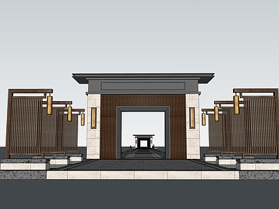 新中式其他景观小品 仪式感大门