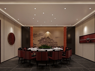 新中式现代包厢 餐厅包厢 酒店包厢 新中式餐厅包厢 新中式酒店包厢 新中式大圆桌组合