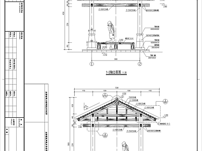 现代美式亭子 木质方形景观凉亭 施工图
