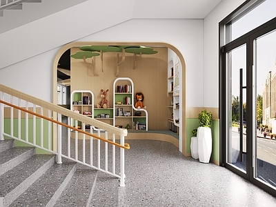 现代幼儿园 幼儿园走廊 幼儿园楼梯