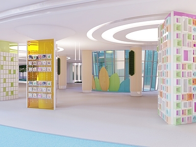 现代外立面装饰 幼儿园 建筑柱子 墙面装饰 LOGO墙