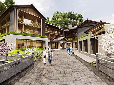 新中式现代酒店建筑 山地酒店
