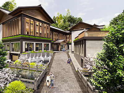 新中式现代酒店建筑 山地酒店