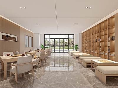 现代新中式活动室 活动中心 老年活动中心 活动室 棋桌 休闲