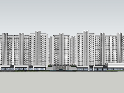现代新中式高层住宅 住宅景观 门楼 廊架 消防登高面 水景