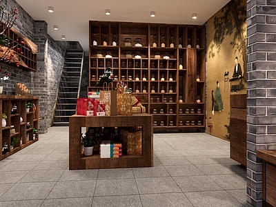 复古原木玩具礼品店 香薰铺 复古风格 原木复古 青砖墙面