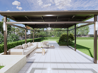 现代新中式亭子 现代凉亭 新中式凉亭 敞开式凉亭 铝合金凉亭