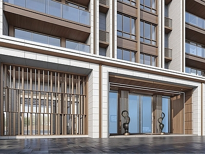 现代小区建筑 现代简约 单元大堂
