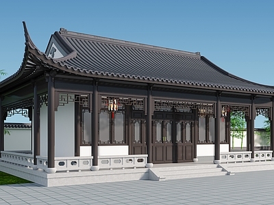 新中式中式古建 民宿 厢房 屋檐 苏式建筑 仿古建筑
