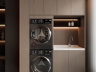 现代意式阳台 洗衣机 阳台柜 生活阳台 休闲阳台 地下室