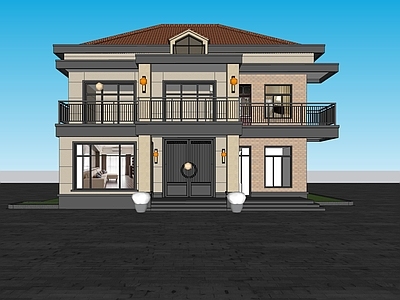 现代中式其他景观小建筑 自建房 别墅