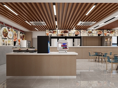 现代新中式自助餐厅 食堂 餐厅 自助餐 员工食堂