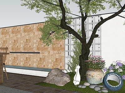 中古美式别墅庭院 美式度假风庭院 禅意自然庭院