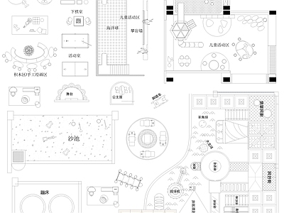 现代儿童乐园 儿童娱乐区 儿童活动区图块 施工图