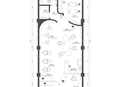 现代理发店 理发店平面图 施工图