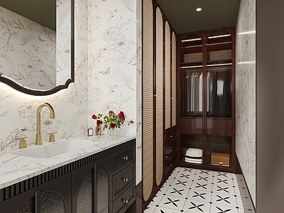 法式卫生间 干区卫生间 法式复古风卫生间