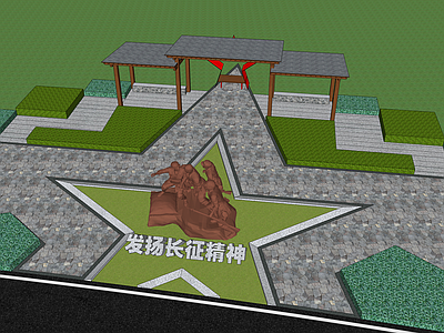 现代广场景观 红色文化广场 红色文化