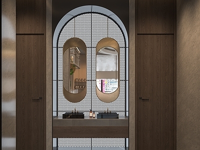 现代轻奢售楼处 公共卫生间 轻奢卫生间 卫生间干区 洗手台