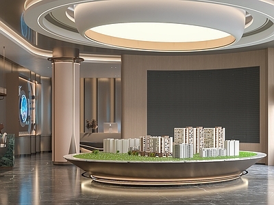 现代轻奢售楼处 售楼处前台 沙盘 售楼处