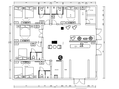 酒店 现代酒店 酒店大堂 民宿平面图 施工图