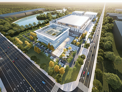 现代极简厂房 工业建筑 厂房建筑 波浪