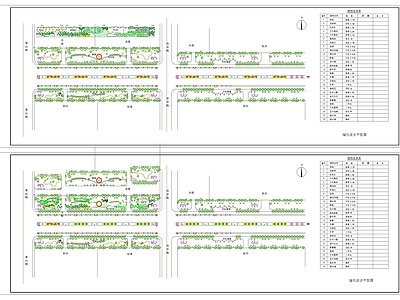 现代新中式道路绿化 街道 市政路 绿化带 侧分带 苗木表 施工图