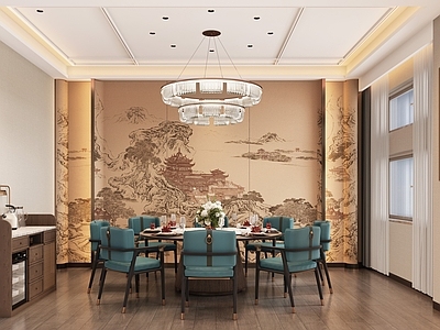 现代中式中餐厅 现代包间 酒店包间 极简包间