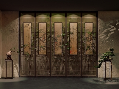 现代新中式屏风 茶空间屏风 新中式屏风 复古屏风