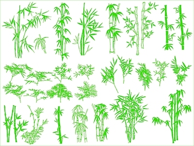 现代绿植 竹子 施工图