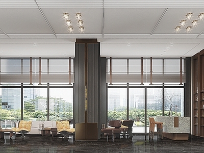 现代轻奢酒店 酒店接待区 酒店大堂吧 酒店接待厅