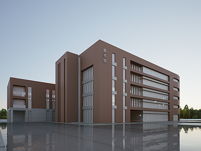 现代图书馆建筑 现代图书馆建筑 学校图书馆 多层图书馆 红砖图书馆