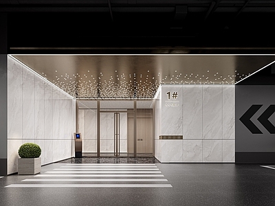 现代室内停车场 车马厅 停车场 入户 门头