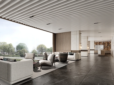 现代图书馆 会客厅 图书馆 等候区 接待区 架空层