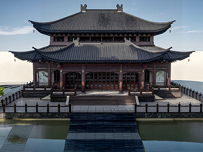 中式新中式古建筑 古建大殿 中式建筑 仿古建筑