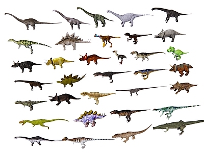 爬行类动物 恐龙霸王龙 爬行类动物 翼龙雷龙迅猛龙 长颈龙速龙 恐龙化石雕塑