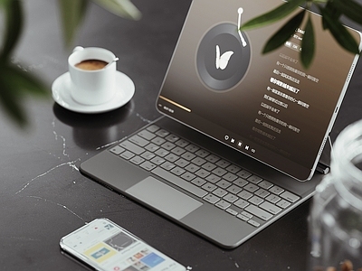 电脑 咖啡杯 手机 笔记本电脑 平板电脑