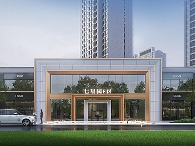 现代小区景观 小区入口 入口大门 小区景观