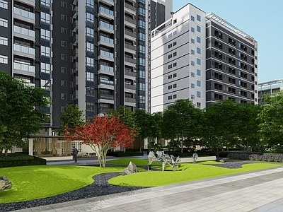 现代办公园区景观 办公园区景观 现代园区 园区住宅景观 住宅景观