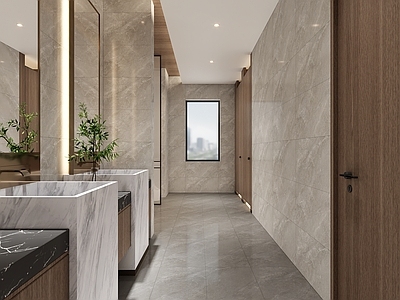 现代轻奢公共卫生间 卫生间 洗手台