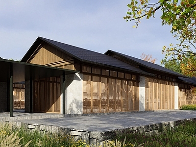 新中式中式餐饮建筑 中式会所 合院式 餐厅