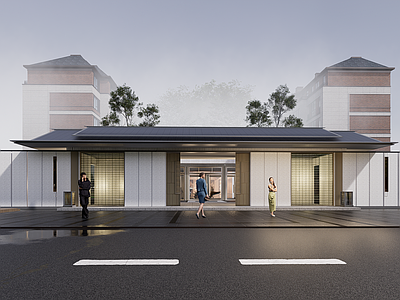 现代小区建筑 现代小区入口大门 小区大门 社区出入口 示范区大门