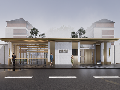 现代小区建筑 现代小区入口大门 小区大门 社区出入口 示范区大门 现代小区出入口