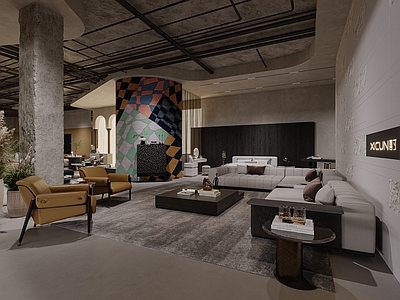 现代家居专卖店 现代家居展厅 现代家居 现代沙发组合