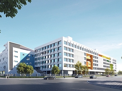现代初中 现代风格中学建筑 中小学建筑精模