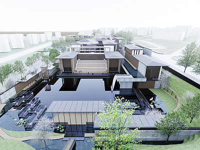 新中式售楼处建筑 售楼部